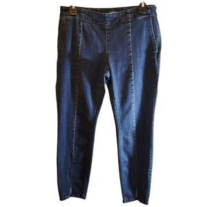 J.JILL DENIM AUTHENTIC FIT FRONT SLIT ANKLE SIZE 4 MEDIUM WASH BLUE SIDE ZIP